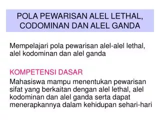 pola pewarisan alel lethal codominan dan alel ganda
