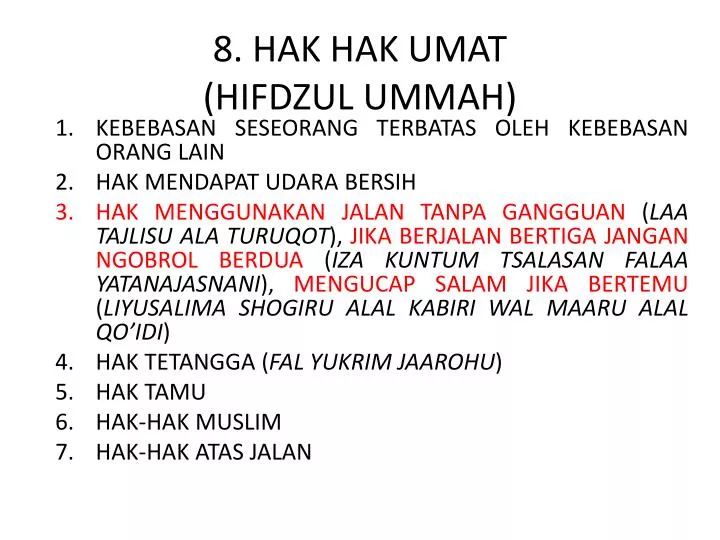 8 hak hak umat hifdzul ummah