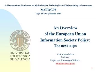 3rd International Conference on Methodologies, Technologies and Tools enabling e-Government