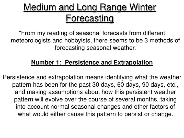 medium and long range winter forecasting