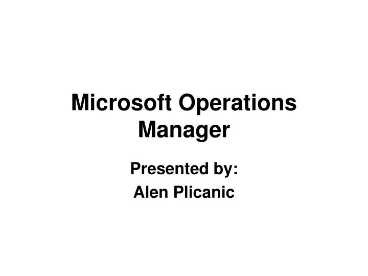microsoft operations manager