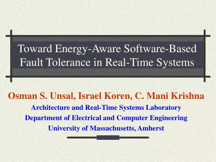 toward energy aware software based fault tolerance in real time systems