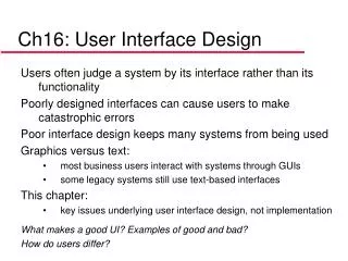 Ch16: User Interface Design