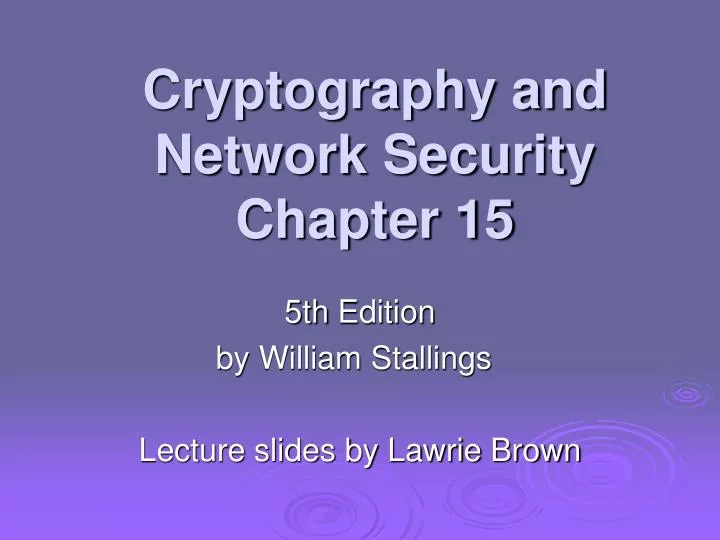 cryptography and network security chapter 15