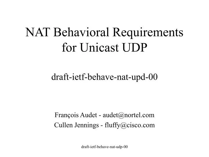 nat behavioral requirements for unicast udp