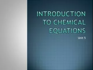 introduction to chemical equations