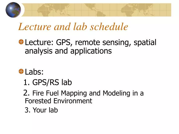 lecture and lab schedule