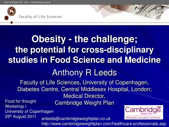 obesity the challenge the potential for cross disciplinary studies in food science and medicine