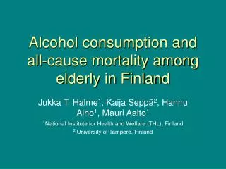 Alcohol consumption and all-cause mortality among elderly in Finland