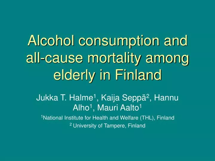 alcohol consumption and all cause mortality among elderly in finland