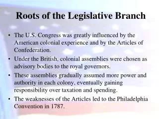 Roots of the Legislative Branch