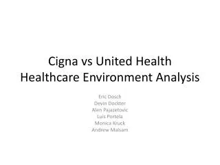 Cigna vs United Health Healthcare Environment Analysis