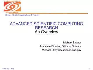 advanced scientific computing research an overview