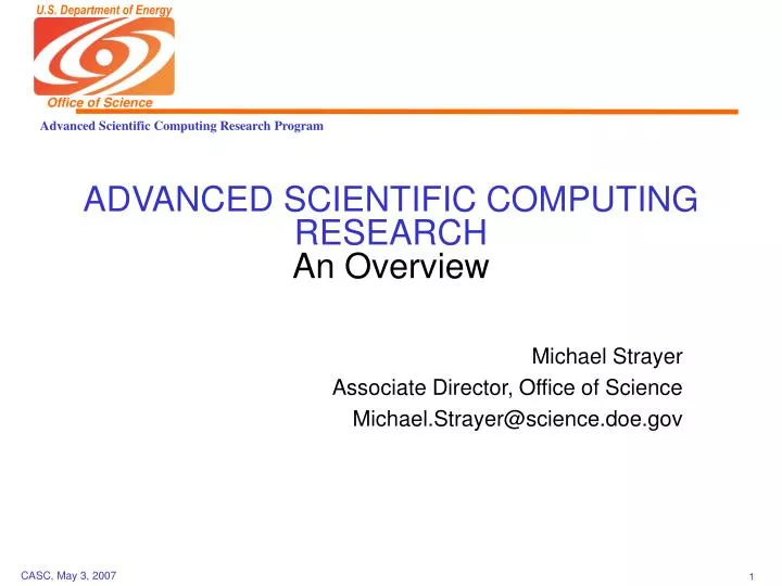 advanced scientific computing research an overview