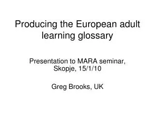 Producing the European adult learning glossary