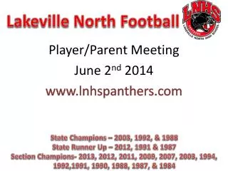 Player /Parent Meeting June 2 nd 2014 lnhspanthers