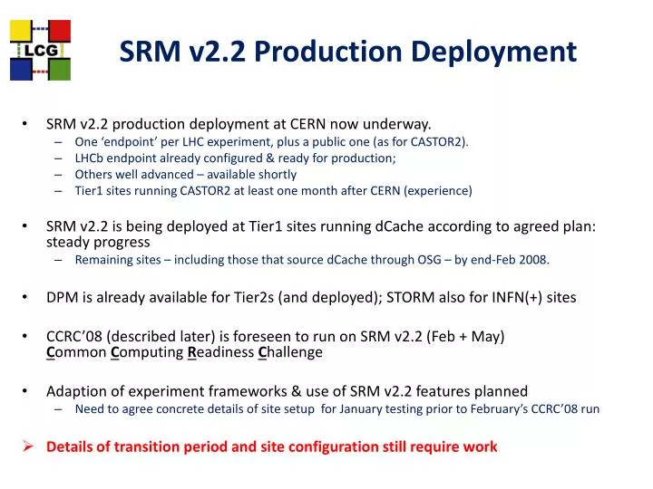 srm v2 2 production deployment