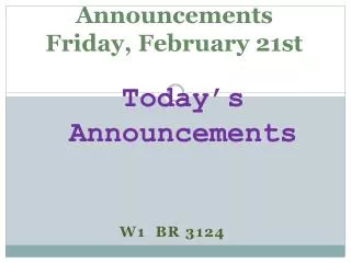 announcements friday february 21st