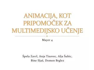 animacija kot pripomo ek za multimedijsko u enje