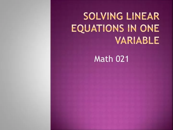 solving linear equations in one variable