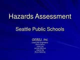 Hazards Assessment Seattle Public Schools