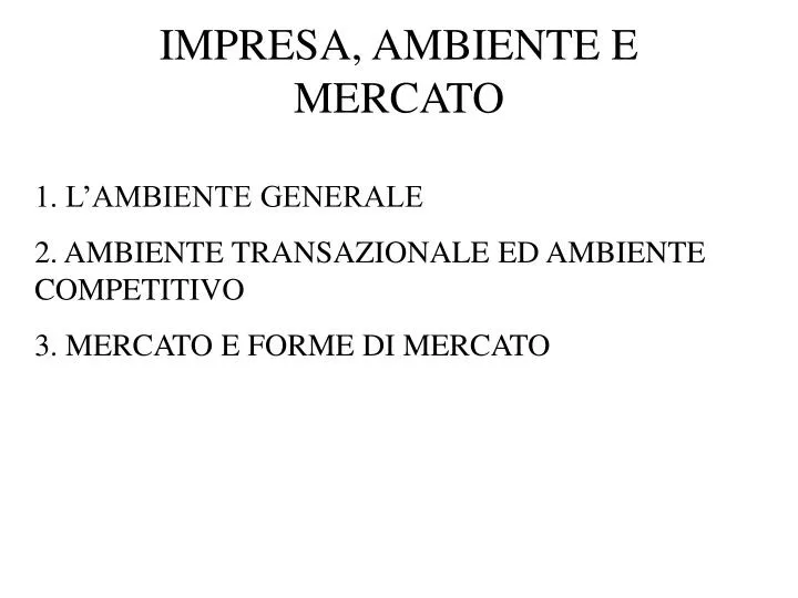 impresa ambiente e mercato