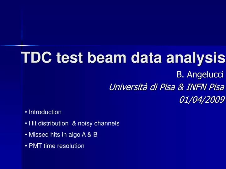tdc test beam data analysis