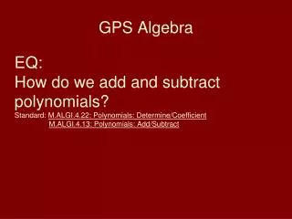 GPS Algebra