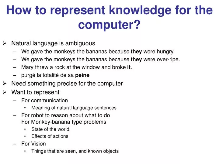 how to represent knowledge for the computer
