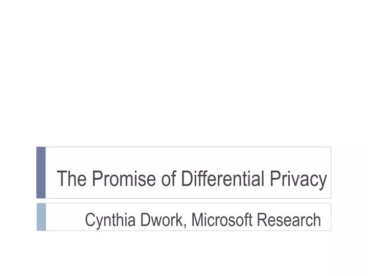 the promise of differential privacy