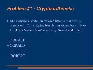 Problem #1 - Cryptoarithmetic