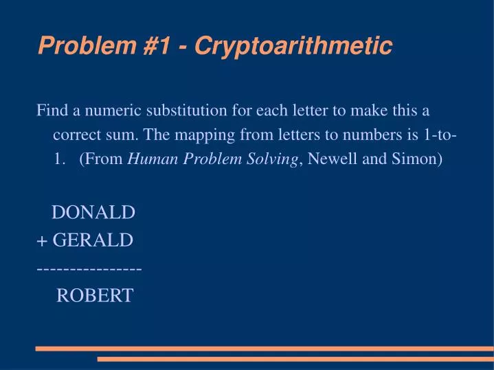 problem 1 cryptoarithmetic