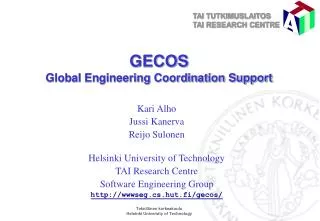 GECOS Global Engineering Coordination Support