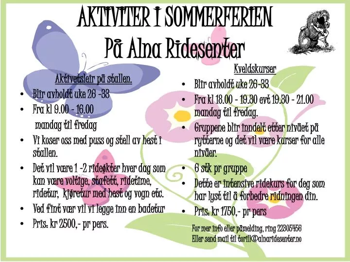 aktiviter i sommerferien p alna ridesenter