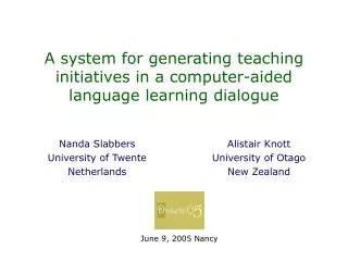 A system for generating teaching initiatives in a computer-aided language learning dialogue