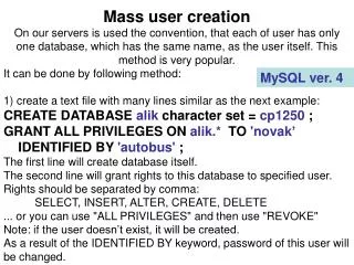 Mass user creation