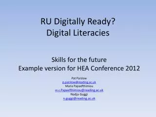 RU Digitally Ready? Digital Literacies