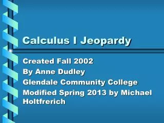Calculus I Jeopardy