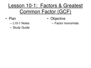 lesson 10 1 factors greatest common factor gcf