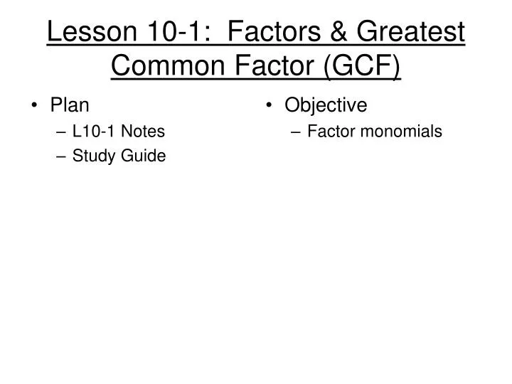 lesson 10 1 factors greatest common factor gcf