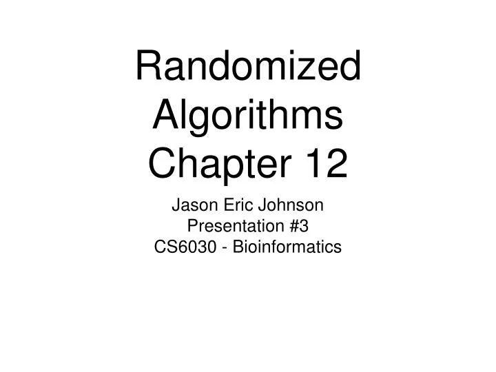 randomized algorithms chapter 12