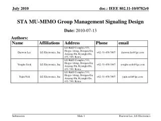 STA MU-MIMO Group Management Signaling Design