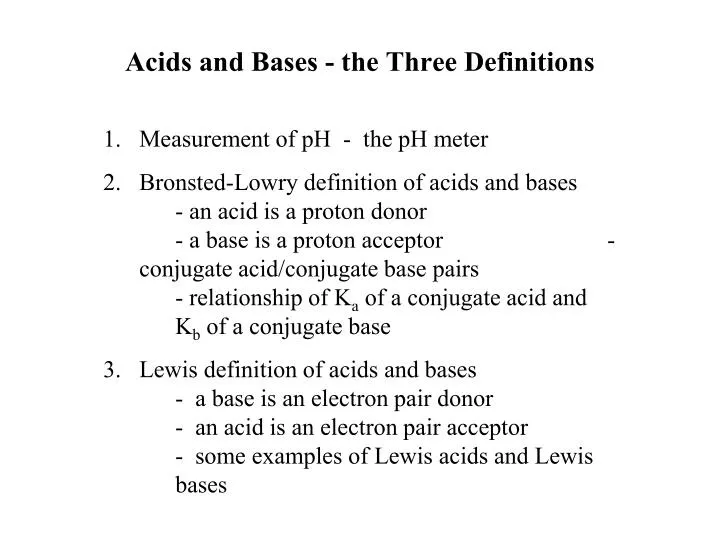 acids and bases the three definitions