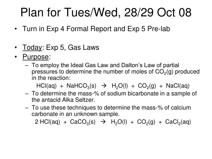 plan for tues wed 28 29 oct 08