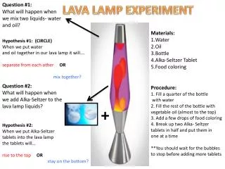 Question #1: What will happen when we mix two liquids- water and oil?