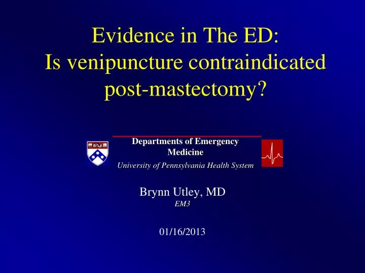 evidence in the ed is venipuncture contraindicated post mastectomy