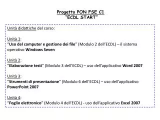 progetto pon fse c1 ecdl start