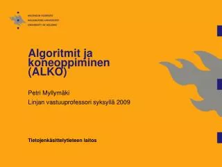 algoritmit ja koneoppiminen alko
