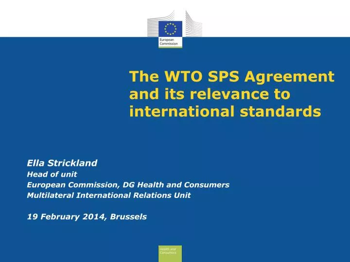 the wto sps agreement and its relevance to international standards