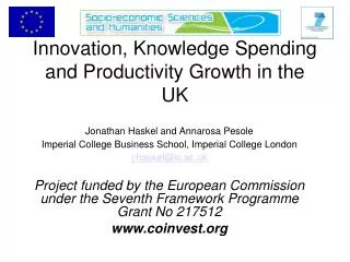 Innovation, Knowledge Spending and Productivity Growth in the UK